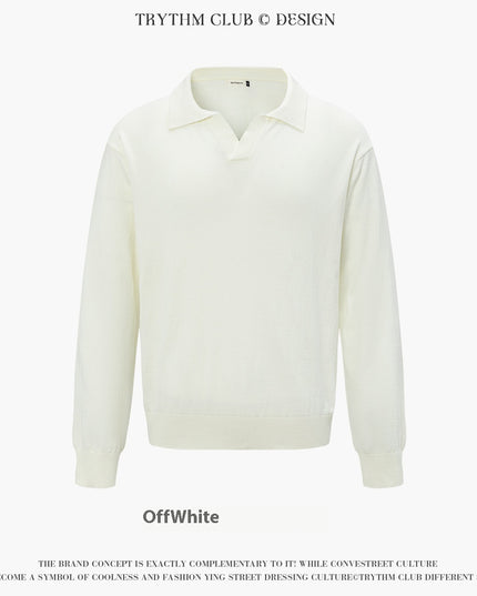Autumn And Winter Men And Women Wear Boutique Lapel Long Sleeve Half Open Polo Shirt