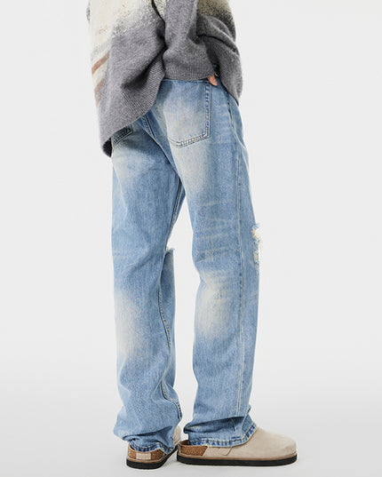 Summer High-grade Ripped Straight Wide-leg Pants