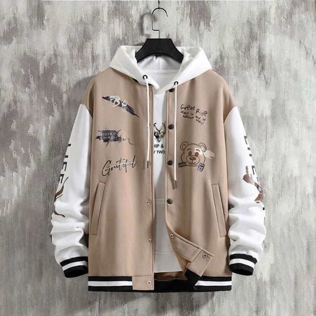 Men's Baseball Uniforms Coat American High Street Pu Baggy Casual Jacket