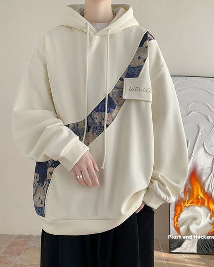 Chinese Style Embroidery Patchwork Sweater Men's Hooded Couple Coat
