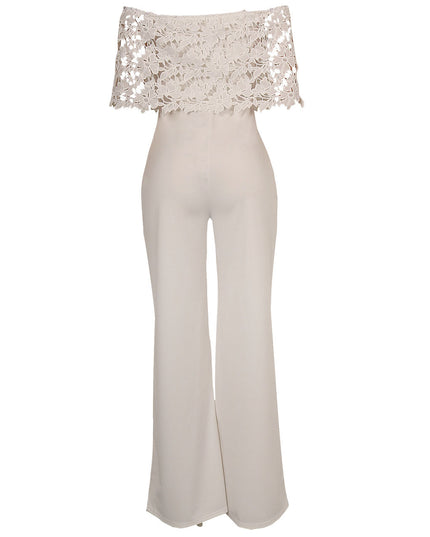 Sexy Tight One-neck Water-soluble Embroidered Jumpsuit