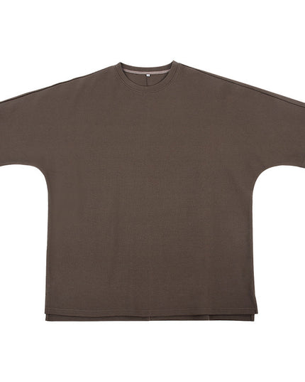 Air Cotton Plus Size 280g Loose T-shirt With Sleeves