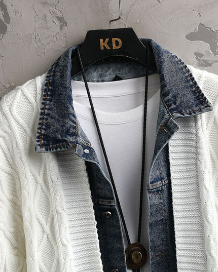 Men's Clothing Fashion Polo Collar Sweater Cardigan Coat