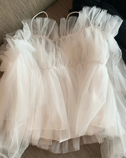 One-shoulder chiffon shirt strapless strap
