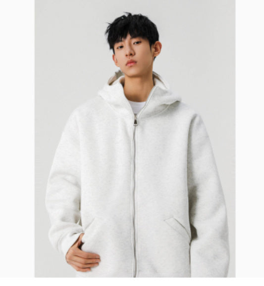 Solid Color Cardigan Sweatshirt Men's Coat