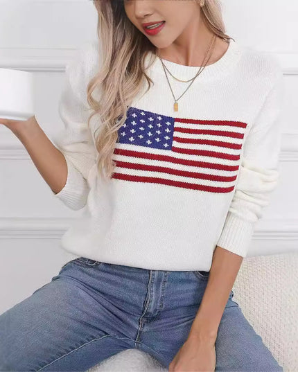 Aesthetic Retro Sweater Loose Flag
