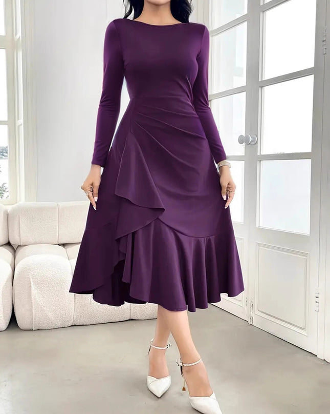 Women's Long Sleeve Round Neck Dress