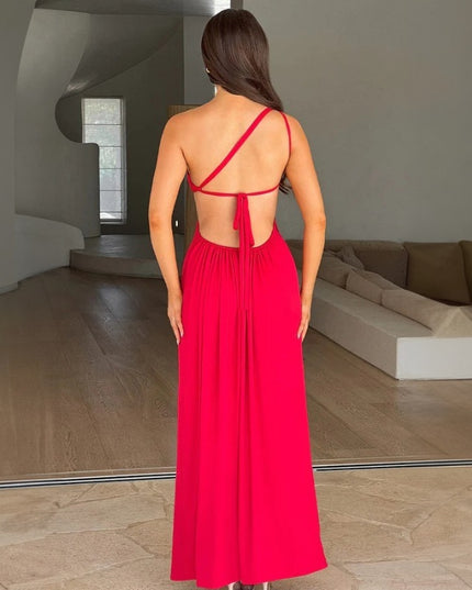 Lace-up Backless Slit Maxi Dress Women's Clothing