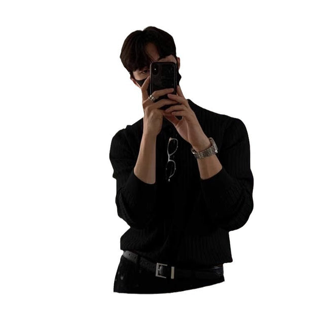 Lapel Sweater Men's Long Sleeve Knitted