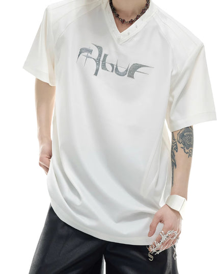 Niche Streamer Texture Deconstruction Split Stitching Short Sleeve