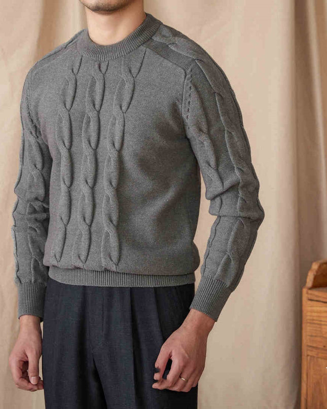 Round-neck Long-sleeved Pullover Jacquard Slim-fit Stretch Sweater