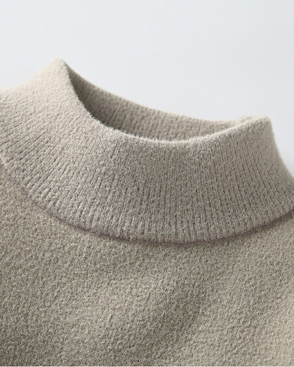 One-piece Velvet Sweater Men's Mock Neck Knitted Sweater Fashion Knitting Pullovers Men Autumn Winter Daily Casual Warm Pullover Sweaters Man