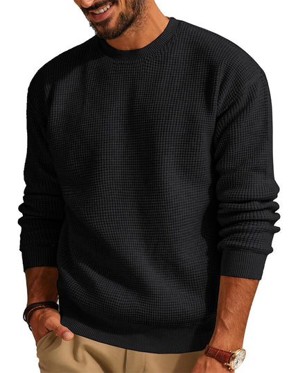 Men's Fashion Solid Color Waffle Casual