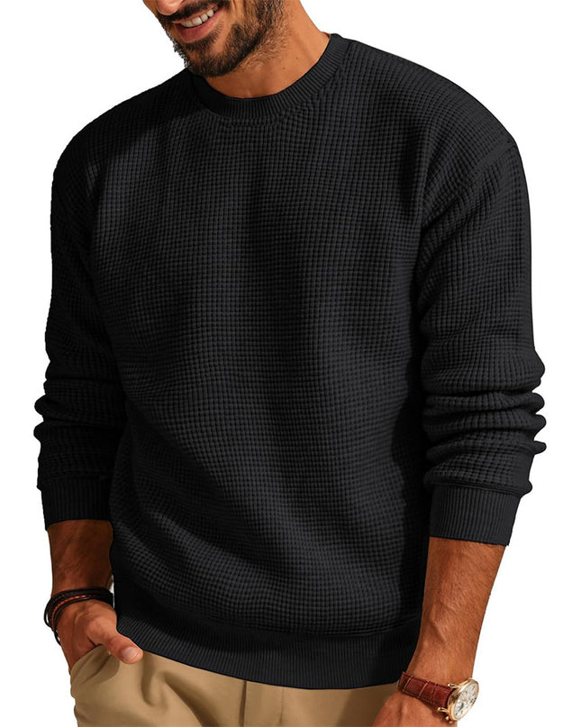 Men's Fashion Solid Color Waffle Casual