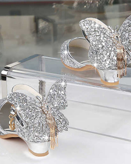 Girls Single Crystal High Heel Sandals