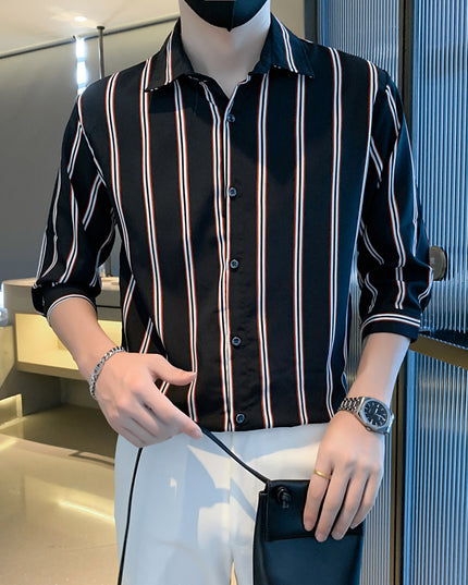 Light Cooked Style Shirt For Men With Black And White Stripes