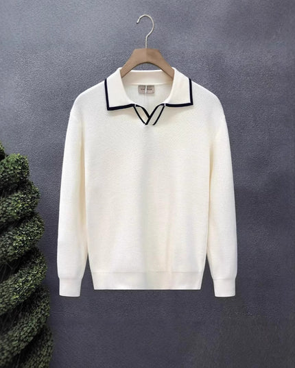 Lightly Mature Casual Polo Collar Sweater Men