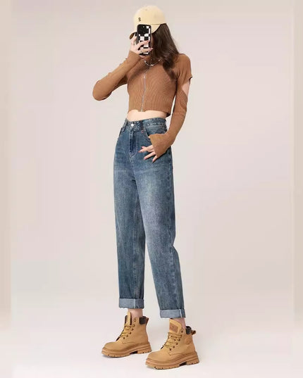 Autumn And Winter High Waist Harem Jeans Women