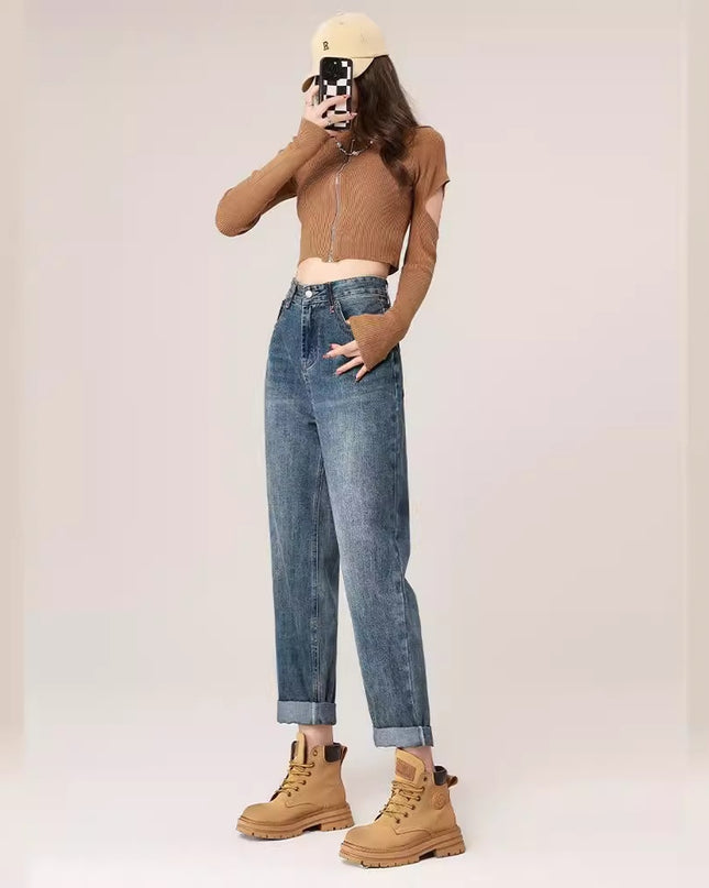 Autumn And Winter High Waist Harem Jeans Women