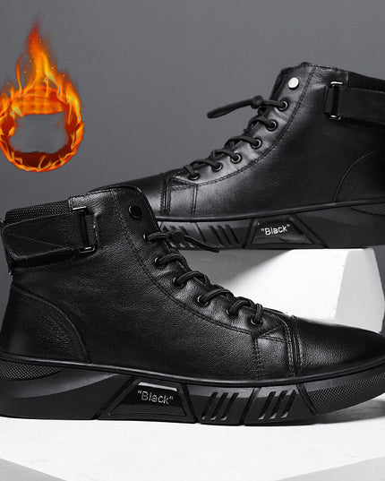 Men's New Leather Plush Martin Boots Casual
