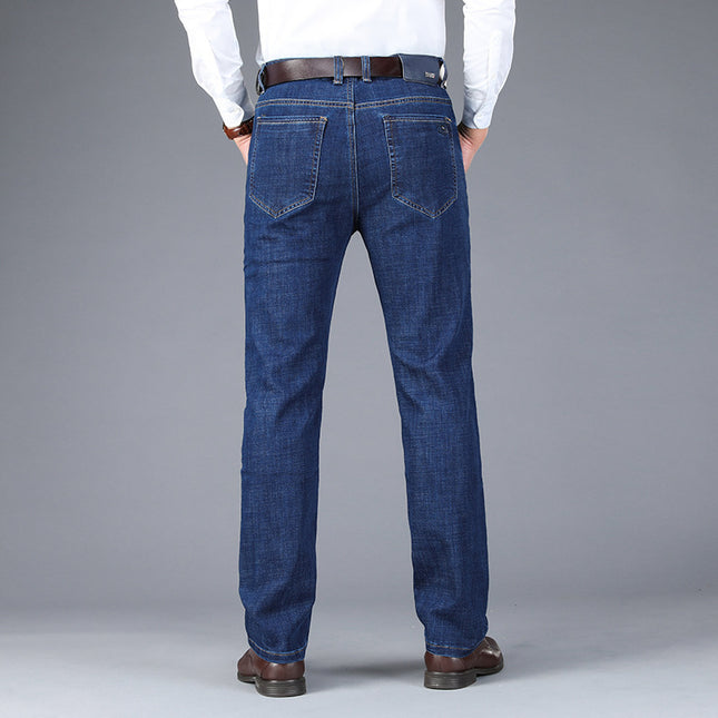 Autumn And Winter Thick Business Straight-leg Men's Jeans