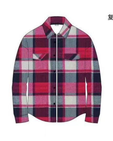 FallWinter Slim Brushed Plaid Long Sleeve Flannel Shirt Men