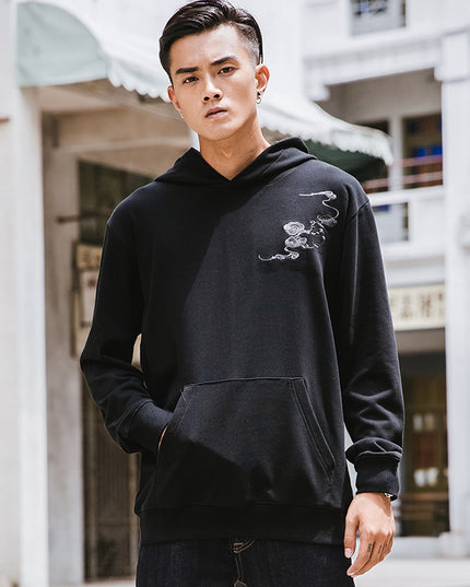 National Fashion Chinese Style KIRIN 3D Printed Loose Plus Size Top Hooded Sweater Men
