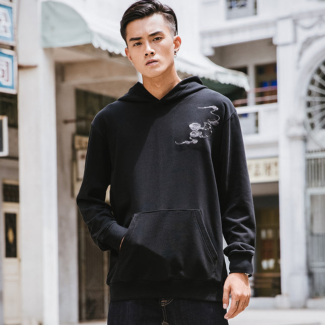 National Fashion Chinese Style KIRIN 3D Printed Loose Plus Size Top Hooded Sweater Men