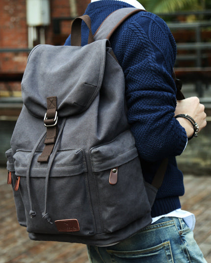 Large Capacity Tooling Canvas Backpack Men's Leisure Travel Backpack Women's