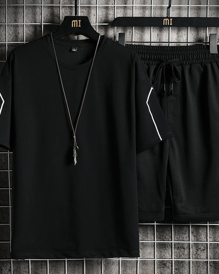 Men's Sports Japanese Print Crew Neck Casual Suit