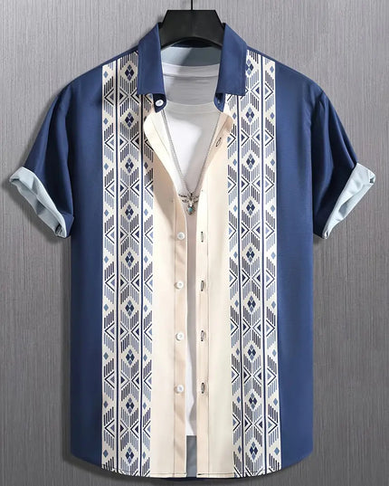 Casual All-matching Fashion Geometric Trend Short Sleeve Shirt