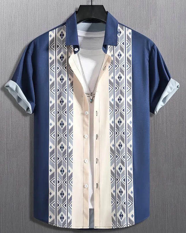 Casual All-matching Fashion Geometric Trend Short Sleeve Shirt