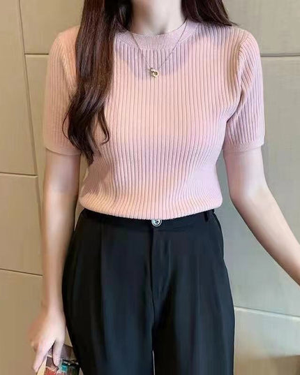 Women's Slim-fit Knitted Short-sleeved Sweater
