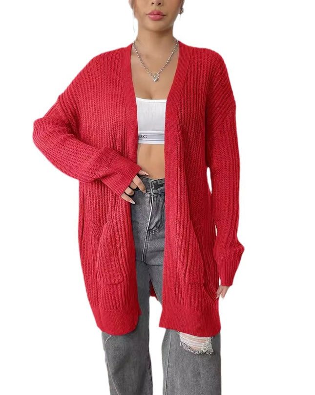 New Double Pocket Simple Casual Sweater Cardigan
