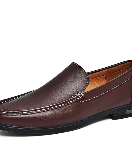 Cowhide Loafers Men's British Business Dress Slip-on Hollowed-out Breathable Leather Shoes