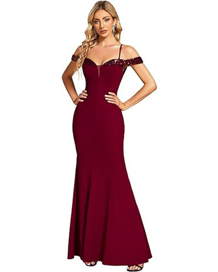 Women's Clothing Off-neck Sling Evening Long Dress