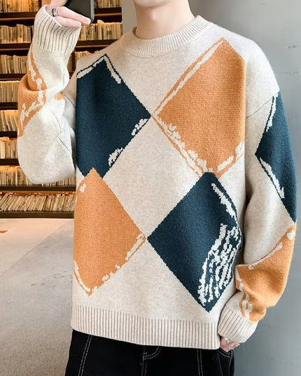 Casual Autumn And Winter Thickened Sweater Men's Round Neck Lazy Trendy Bottoming Shirt