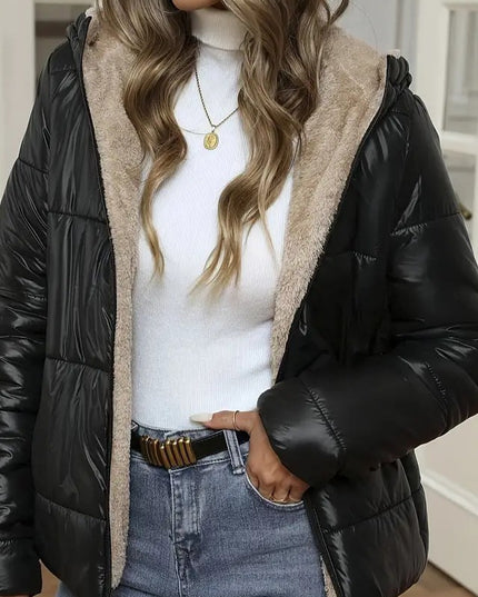 Brushed And Quilted Warm Hooded Cotton-padded Coat