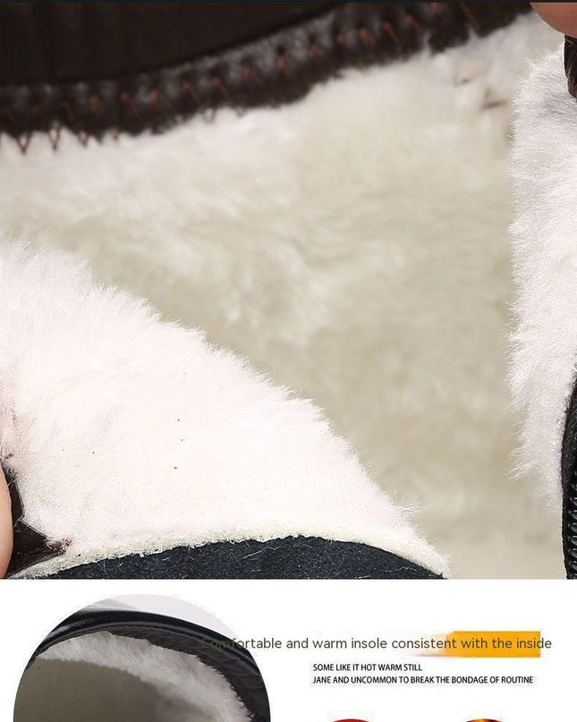 Winter Real Leather With Fleece Lining Men's Cotton Shoes
