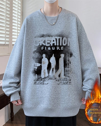 Autumn And Winter Brushed Hoody Pu Handsome Long Sleeve
