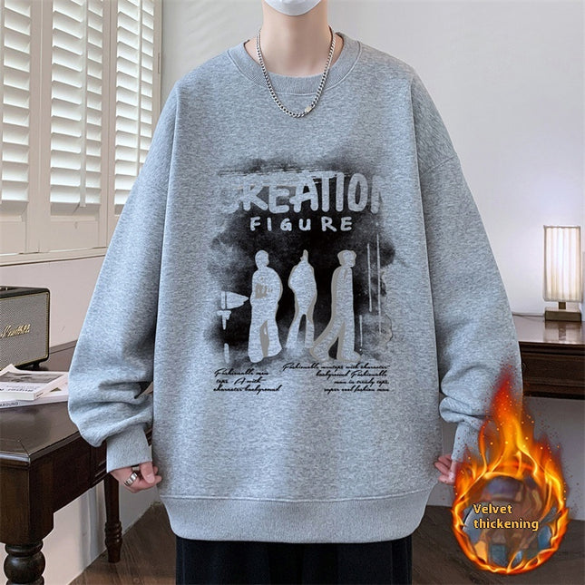 Autumn And Winter Brushed Hoody Pu Handsome Long Sleeve