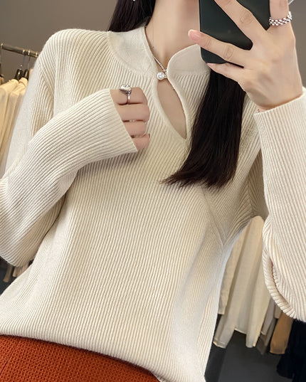 Half Turtleneck New Chinese Style Buckle Sweater Women's Sweater