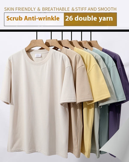 Heavy Men And Women Solid Color Young Couple T-shirt