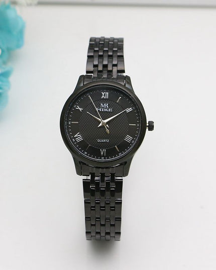 Waterproof Men's Gold Watch Fashion Gun Color Steel Band Quartz Watch