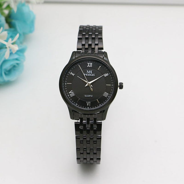 Waterproof Men's Gold Watch Fashion Gun Color Steel Band Quartz Watch