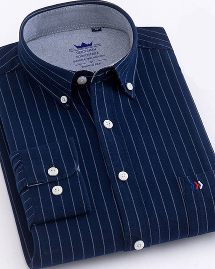 Cotton Oxford Plaid Men's Long Sleeve Shirt