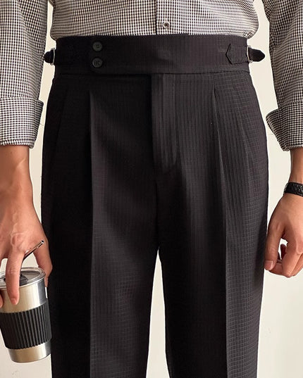 Waffle Straight Naples High Waist Suit Pants