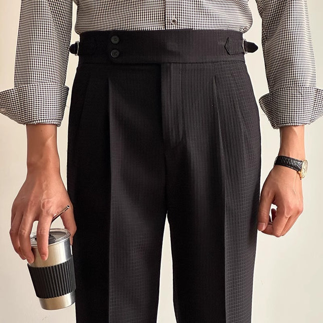 Waffle Straight Naples High Waist Suit Pants