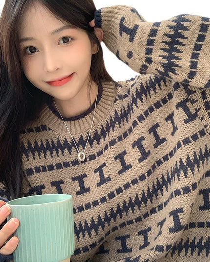 Women's Sweater Retro Lazy Style Trendy Anti-aging Slimming Temperament