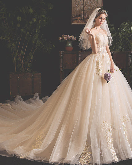 Bride Summer Tube Top Mori Style Trailing Skirt